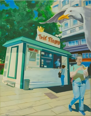 «Frit' Flagey», olieverf op doek, Alfred Michel Fabry (2026). Frit-Flagey_upscayl_4x_upscayl-standard-4x_WEBP